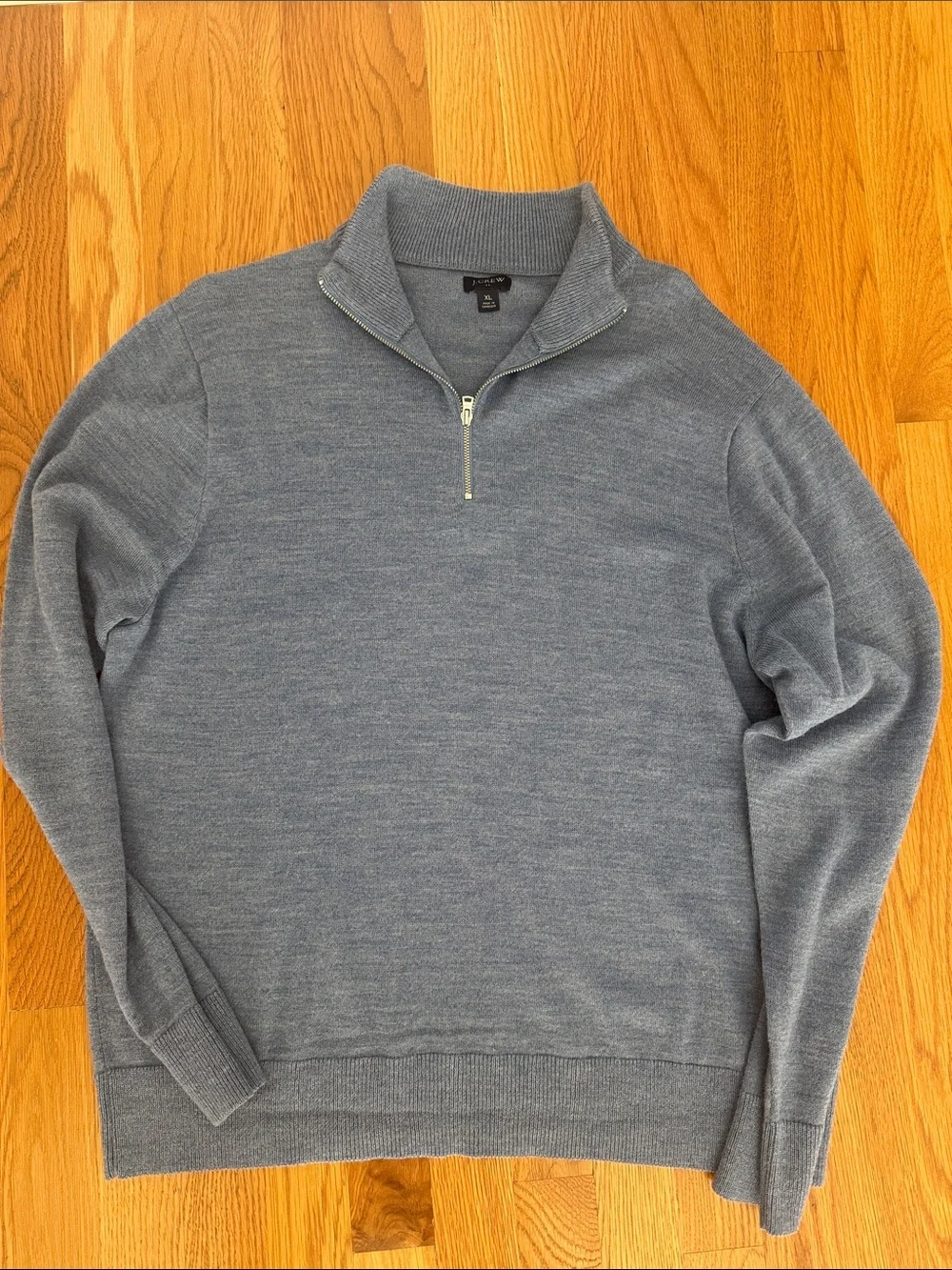 J. Crew Men's Heathered Blue Half-Zip Sweater